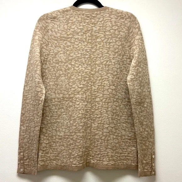 NWOT Anthropologie BELFORDShimmer‎ Cardigan Sweater Leopard Print Brow…